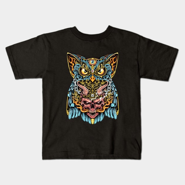 Owl Mural Design Kids T-Shirt by avimyo